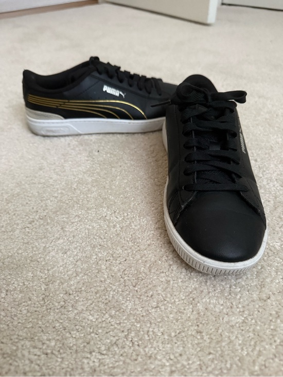 Puma Shoes - Puma Black Sneakers with Gold Accent and White Sole